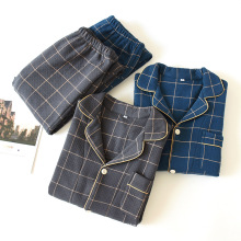 Causal comfortable men 2 piece plaid pajamas shorts set